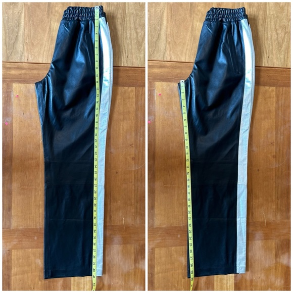 NWT Faux Leather Track Pants Chull & Chulls Black and Silver Tuxedo! Orig $795 - Picture 4 of 7